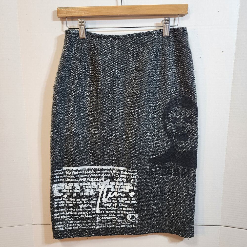 Upcycled Wool Blend Skirt — Secretary Silhouette with a Rebel Edge